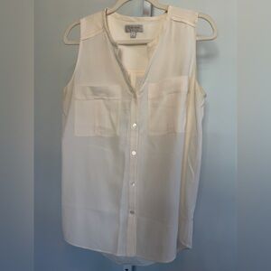 Nordstrom Women's Silk Cream Sleeveless Blouse